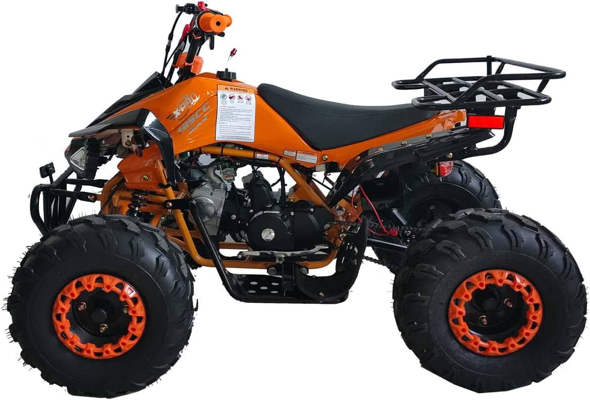 X-Pro Brand New 125cc GAS ATV, Automatic Transmission w/Reverse Remote Control Big 19 inch/18 inch Tires, Orange